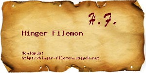 Hinger Filemon névjegykártya